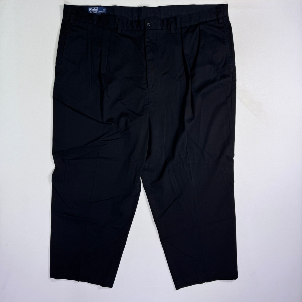 Polo Ralph Lauren Andrew Pant Men 48x30 (48x25) Black Pleated Chino Trousers Big
